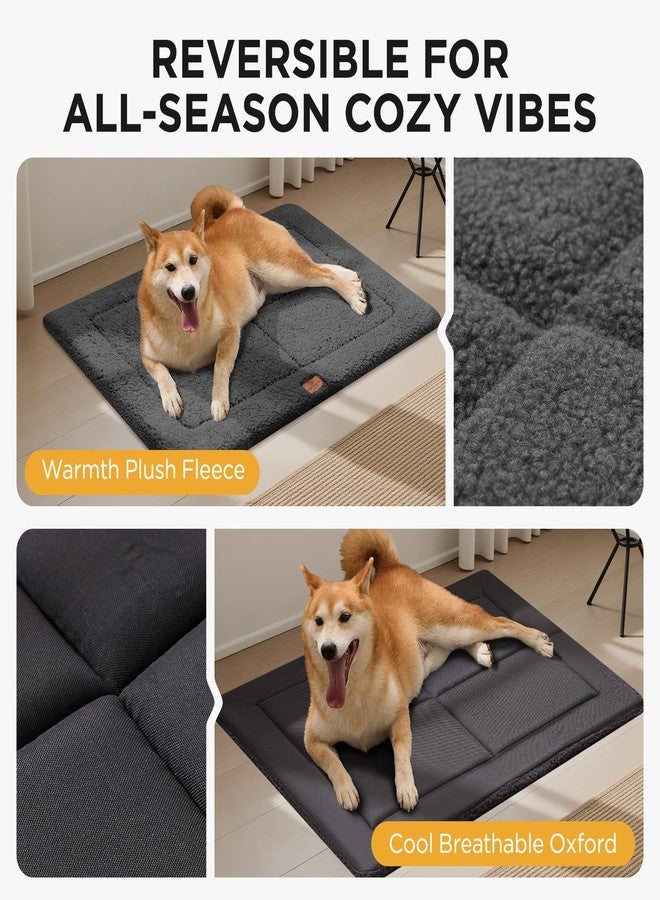 Joydeco Low Profile Dog Crate Mat Reversible Bed Pad, Washable Dog Pad Mat with Ultra Soft Fleece, Compact Design Kennel Beds Mats for Large Medium Small Pets, 35" x 23" Dark Gray - Image 3